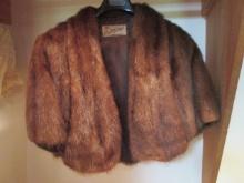 Vintage The Aug. W. Smith Co. Spartanburg, SC Mink Caplet with Hand Muff Collar