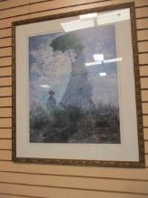 Framed and Matted Impressionist Print "Woman with Parasol" by Claude Monet