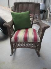 Woven Resin Wicker Rocker with Removable Cushion