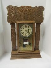 Antique Ansonia Victorian Oak Kitchen Clock