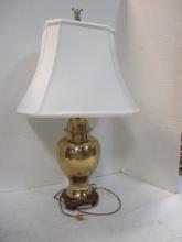 Brass Table Lamp with Silk Shade