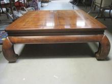 Large Square Ming Style Burl Wood Coffee Table