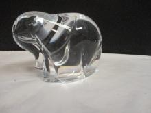 Solid Glass Elephant Sculpture - Signed