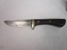 Wood Handle Fixed Blade Knife in Leather Sheath