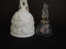 Fenton White "Bride & Groom" Bell and South Carolina Glass Bell