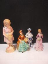 Goebel 8" Flower Lady, Bisque Lot of 2 Figurines, Man Figurine