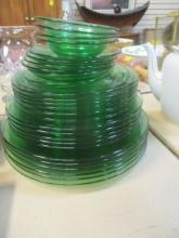 Green Vaseline Glass Dinnerware (Lot of 26 PC)