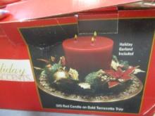 Holiday Home Accents Candle & Tray Set in Box