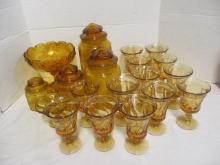 Amber Glassware & Canister Set