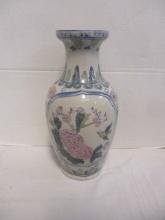 Chinoiserie Style Cherry Blossoms/Love Birds 14" Vase