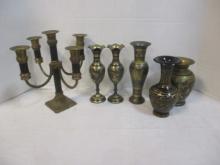 Black & Brass Vases & Candleabra