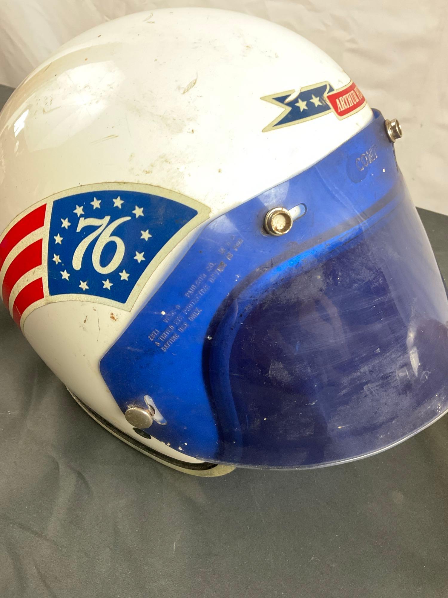 Vintage Arthur Fulmer Spirit of 76 Honda Racing Helmet w/ Comp Shield & Snap on Bubble Shield -Pics-
