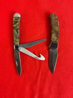 2 pcs Elk Ridge 440 Steel Folding Blade Lock Back Pocket Knives Models 89C & 138. NIB. See pics.