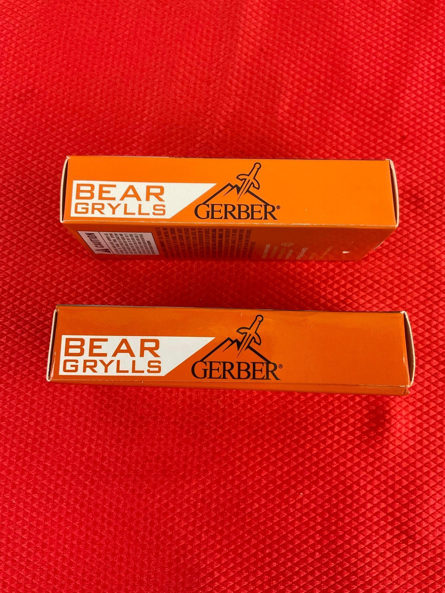 2 pcs Gerber Bear Grylls 3" Scout Folding Pocket Knives Model No. 30-000386. NIB. See pics.
