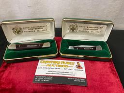 Pair of Buck Knives in cases, 50th Anniversary Convention Roanoke VA. 1984, #d 704 & 705