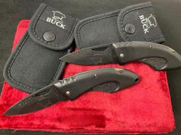 Pair of Modern Buck Folding Pocket Knives, 2x #4334 w/ nylon pockets