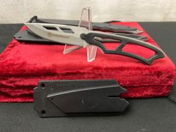 Trio of Skeletonized Knives, Smith & Wesson SW990 & Defender, w/ Polymer Sheaths