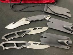 Trio of Skeletonized Knives, Smith & Wesson SW990 & Defender, w/ Polymer Sheaths