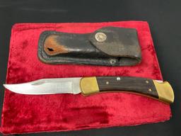 Vintage Classic Buck 110 Hunter Knife, Brass Bolsters and Wooden Handle