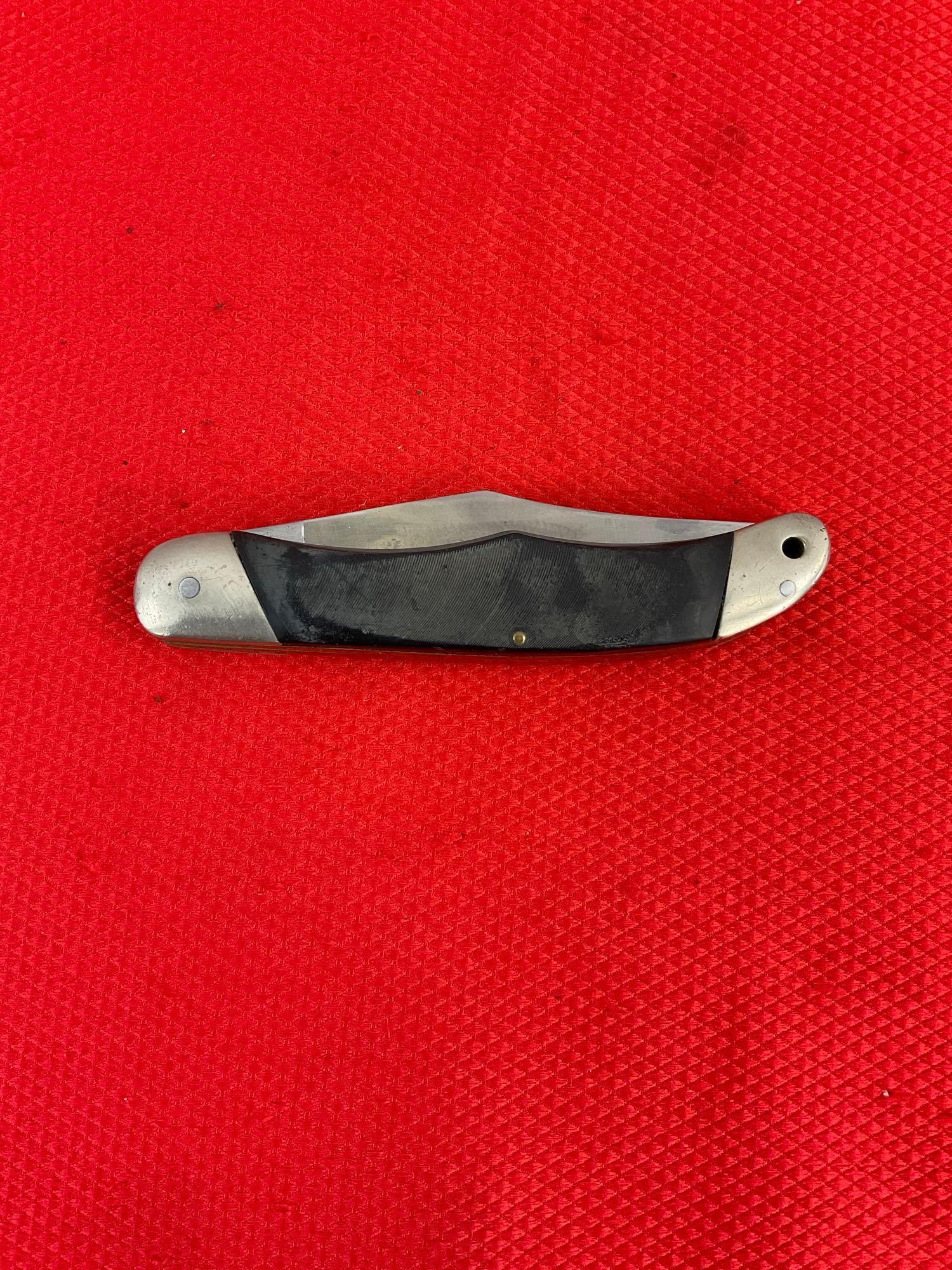 Vintage Buck 4" Steel Folding 2-Blade Trailblazer Pocket Knife Model 317 w/ Composite Handle. See