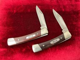 Pair of Vintage Buck 704 Single Blade Folding Pocket Knives Slip Joint