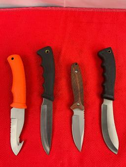 4 pcs Modern Steel Fixed Blade Hunting Knives. 1x Remington, 1x The Bone Collector, 1x Rite Edge.