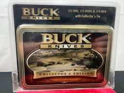 Buck Knives 2007 Collectors Edition 373 Trio, 375 Deuce & 379 Solo w/ Collectors Tin