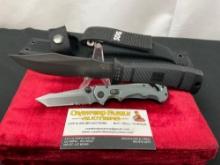 Pair of SOG Knives, Folding Pocket Knife Flash Tanto & Fixed Blade Survival Knife Seal Pup