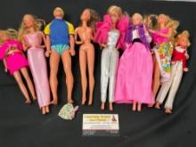 8x Barbie Dolls incl. 1 Ken, 1986 100th Anniversary Sears, 1981 Mattel Western Skipper and more