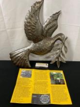 Handcrafted Dove w/ Olive Branch made by Haitian Artist Claudy Prophete