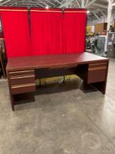 Modern Wooden Work Table w/ Slide Out Tray & 5 Drawers. Measures 72" x 31" See pics.