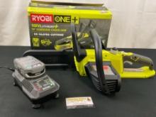 Ryobi P546 10 in. ONE+ 18-Volt Lithium+ Cordless Chainsaw w/ Battery & Charger & Box