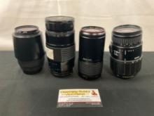 4 Vintage Camera Lens, Sigma 70-200 & 70-300, Sigma Zoom 70-210mm, & Macro 75-200