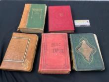 5 Antique Poetry Books, Burns, Poetic Pearls, Tennyson, Edgar Allan Poe, Poems and Rhymes