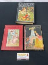Trio of Vintage/Antique Books, Grimms Marchen (Fairy Tales), Cinderella, Alice in Wonderland