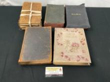 Story of Bible Land, The Bible Story Vol II, and Trio of Antique Bibles from 1868, 1899, & 1902