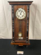 Stunning Antique German R & A Regulator Wall Clock w/ key, possibly Walnut & Ebony