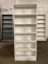 Modern White-Painted Wooden 6-Tier Bookshelf w/ Adjustable Shelves. Measures 31.5" x 79.5" See pi...