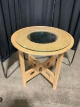Golden Oak Circular Glass Top Table - See pics
