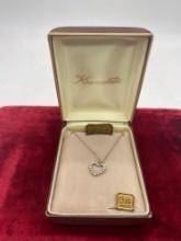 Vintage Krementz 14k overlay and CZ heart pendant necklace with $47.50 original pricetag