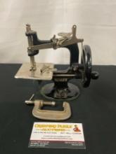 Early 20th Century Singer Mini Childs Sewing Machine, Handcrank, Black in color