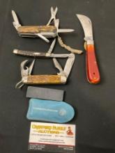 Folding Pocket Knives, Camillus #1 Draw Knife, Case Hunting, Officier Suisse & unmarked Camillus