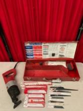 Vintage Milwaukee SawZall Tool Model 6508 w/ 18 pcs Supplies & Accessories. Tested, Works. See pi...