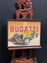 Framed Painting on Canvas of a Bugatti Type 35 Grand Prix Car
