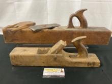 Pair of Antique Rough Wooden Jointer Planes, Fenton & Marsden Steel Blades