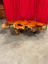 Live Edge Red wood ? Burled Wood Coffee Table w/ Gorgeous Staining - See pics
