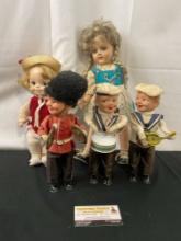 Vintage Dolls, Effanbee, Ideal Doll & 3x 1950s Max Carl West German Boys Band