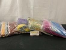 4x St. Labre Indian School Blankets, Purple/Yellow, Blue/Pink, Moss Green/Earth Tones, Brown/Grey