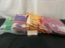 4x St. Labre Indian School Blankets, Red Multicolor, Pale Yellow/Red, Green multi & Purple multi