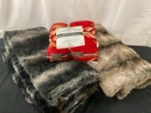 Carstens Southwest pattern Fleece Throw, Pair of Faux fur blankets 3 x 5 feet